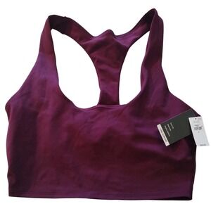 New Gap Fit Sports Bra Recycled Power Razorback‎ Burgundy Four Way Stretch Large